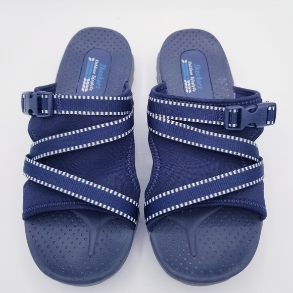 Skechers #56196SA Reggae Slide Thru Sandals Navy Blue, size 8 - Picture 2 of 12